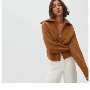 Everlane Burnt Orange Ribbed Knit Cardigan
